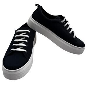 ABEO Jumpstreet Bungee Black Canvas Platform Comfort Sneakers Shoes Women's 8.5